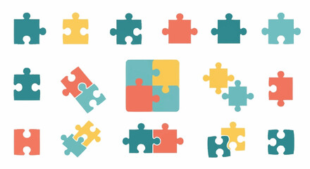 Naklejka premium Colorful Puzzle Pieces Arranged Together.
