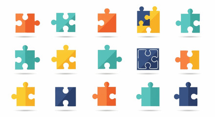 Naklejka premium Colorful Puzzle Pieces in Grid Formation.