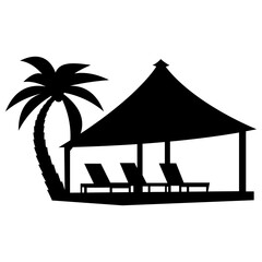 Tropical Beach Cabana Silhouette