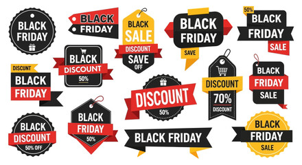 Obraz premium Black friday sale badges and labels set for promotional design