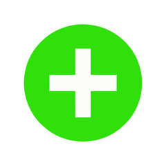 Obraz premium Green Plus Circle Icon For Add Action