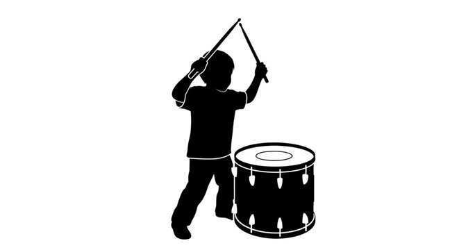 Man Playing Drum with Drumsticks Silhouette.
