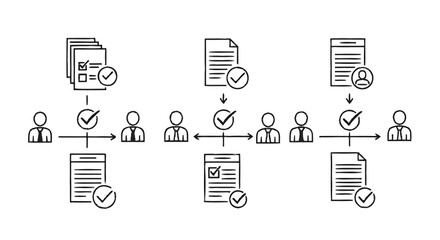 Fototapeta premium Workflow Process with Checklists and People Icons.