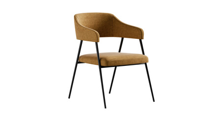 Isolated modern chair with a metal frame and fabric seat and back on a transparent PNG background.
