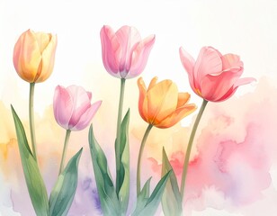 Obraz premium Zarte Tulpen in Pastellverlauf