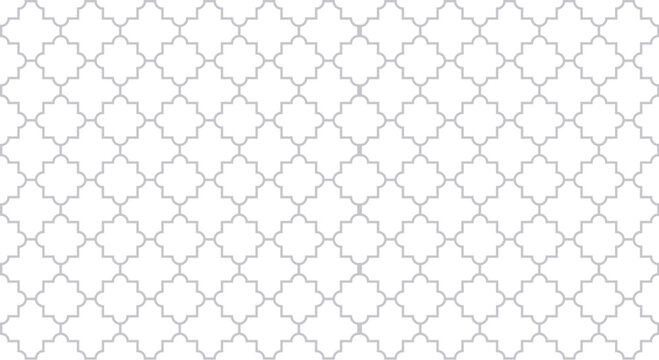Elegant gray quatrefoil pattern on white background