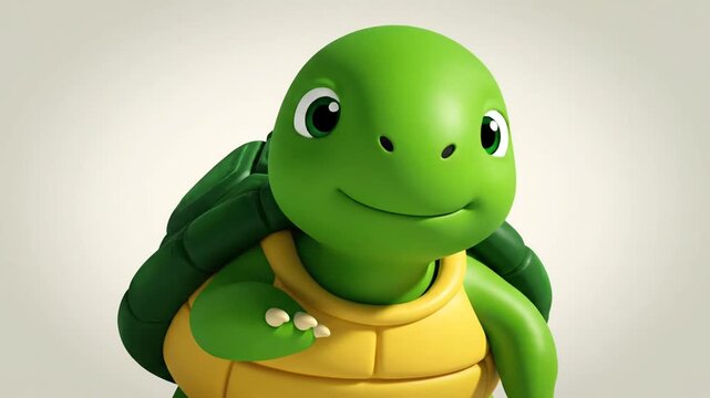 Cute turtle character on white.