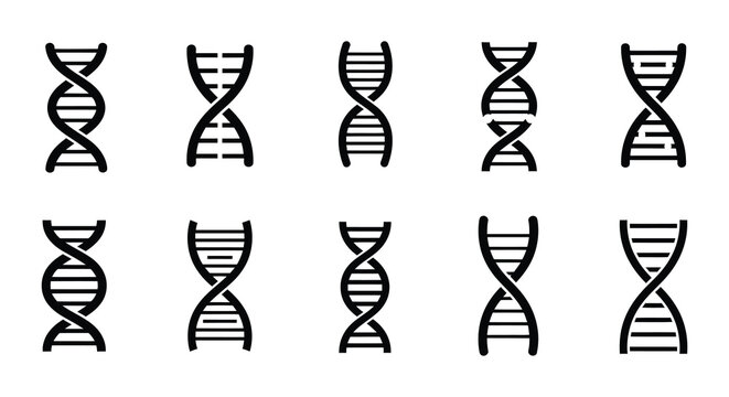 Multiple depictions of dna double helix structures in a grid pattern