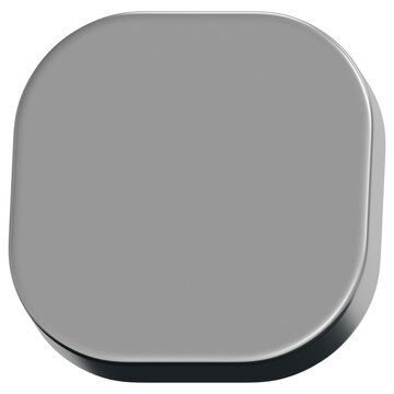 3D Chrome Rounded Square Solid Minimal Abstract Shape