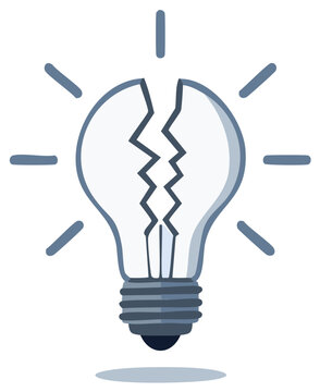 Broken lightbulb illustration showing failure or ideas, concept and innovation.