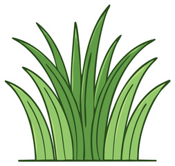 Obraz premium Stylized green grass tuft illustration, vibrant natural vegetation bush, fresh spring plant garden element