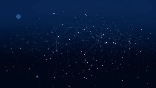 Stunning dark blue background with glowing network connections and stars