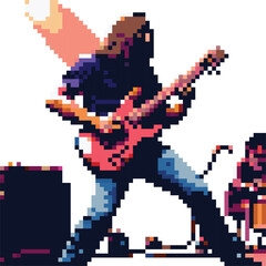 Obraz premium Guitarist Pixel Art