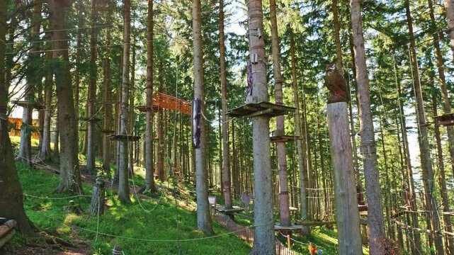 The high ropes course and climbing forest at Blomberg.
