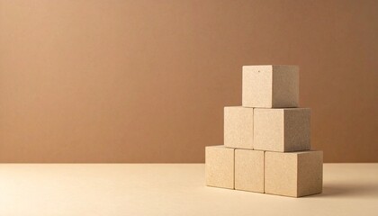 Obraz premium Minimalist Wooden Cube Pyramid