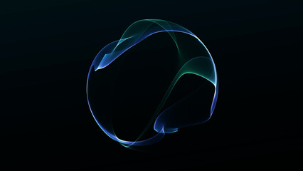 Glowing blue cyan fluid energy sphere floating in dark space. Smooth plasma light gradients, futuristic digital orb, minimal luminous glow abstract technology background. © Vooper