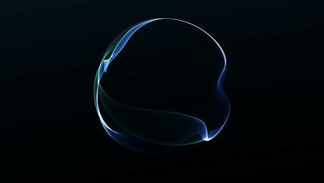 Glowing blue cyan fluid light sphere floating in dark space. Smooth luminous energy surface with futuristic digital glow, clean abstract sci fi orb, high tech minimal composition, 4K image.