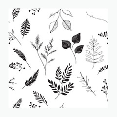 set of black and white leaves