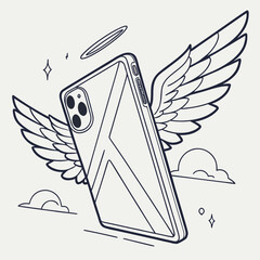 Minimalist pad with wings, symbolizing freedom, dreams, and imagination.