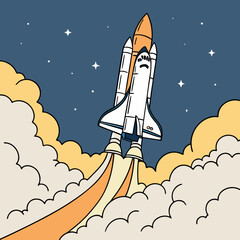 Rocket Launching Upward - Dynamic Space Travel