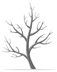 Obraz premium Stylized bare tree with stark branches against a white background representing winter or dormancy