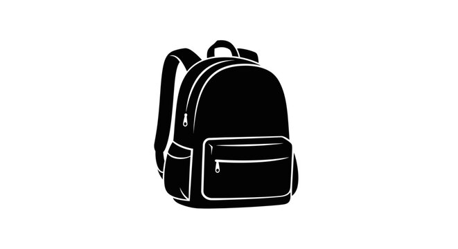 Black backpack with white outline details.