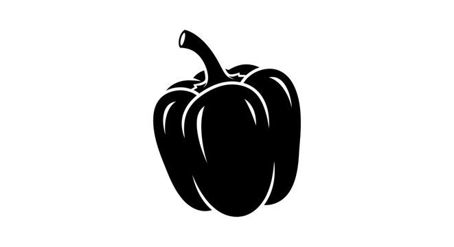 Black bell pepper vegetable illustration.