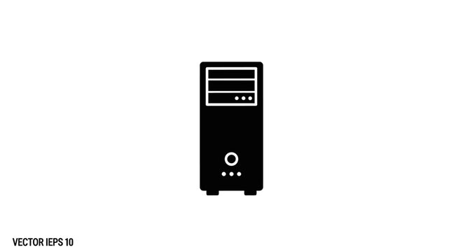 Black computer tower with buttons.