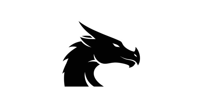 Black dragon head silhouette profile.