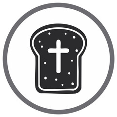 Fototapeta premium Religious Symbol Easter Bread with Cross Inside Circle Simple Vector Icon