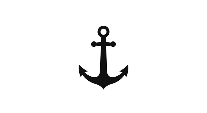 Black metal anchor nautical symbol object.