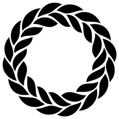 Obraz premium Classic Leaf Wreath Illustration, Graphic Laurel Leaves Circle, Simple Award Motif