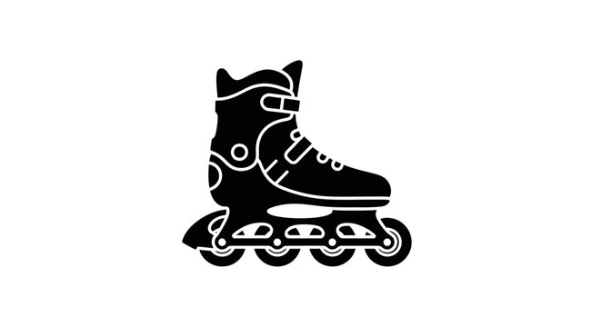 Black roller skate boot with wheels.