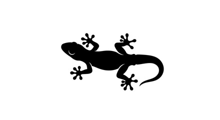 Fototapeta premium Black silhouette of a lizard reptile.
