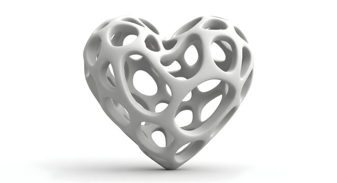 Intricate 3d printed heart design showcasing complex lattice structure and modern technology