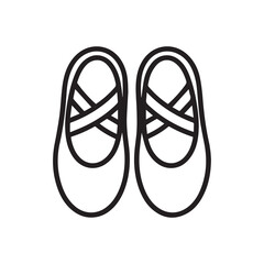 Two ballet slippers with ribbon ties for dancers in minimalist style © Iconlyx