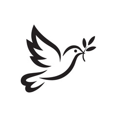 Fototapeta premium Dove carrying olive branch symbolizing peace and harmony in minimalist style