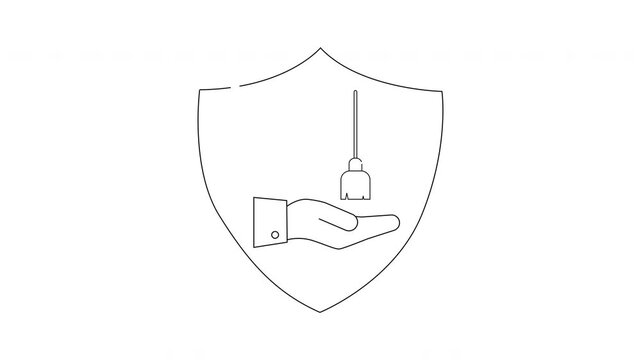 Protection of Lighting Fixtures - Shield and Hand Icon Animation.