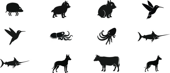Collection of animal silhouettes