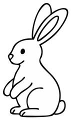 Obraz premium Simple Line Drawing of a Cute Rabbit Sitting Upright with Long Ears