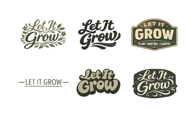 Obraz premium Earthy muted style lettering. Set lettering. harmonious lettering variations of the same emblematic concept, each with different artistic