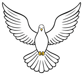 Obraz premium White Dove with Wings Spread in Flight, Symbol of Peace and Hope