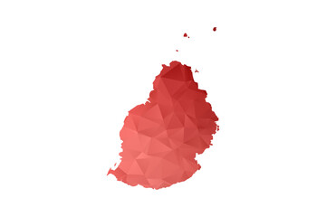 Mauritius Map - Polygon Style Vector Illustration in Red Gradient, Low Poly Geometric Design, Isolated on White Background, Perfect for Infographics, Reports, and Educational Materials. © Whatever