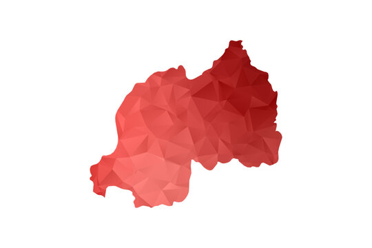 Rwanda Map - Polygon Style Vector Illustration in Red Gradient, Low Poly Geometric Design, Isolated on White Background, Perfect for Infographics, Reports, and Educational Materials.