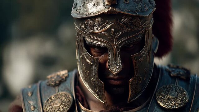 roman gladiator ready for battle close view