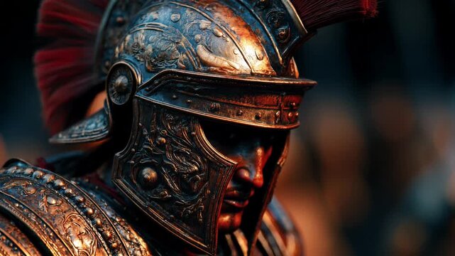 roman gladiator ready for battle close view