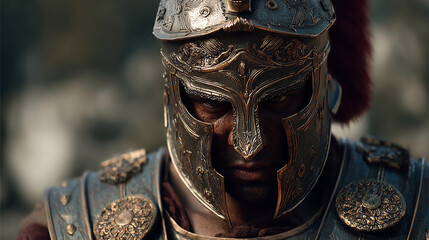 roman gladiator ready for battle close view