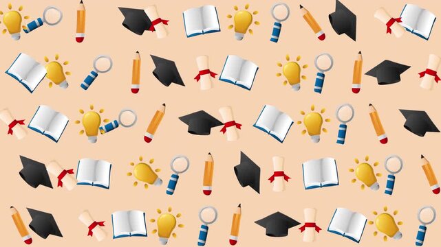 Pattern of graduation and learningrelated icons suitable for educational materials, websites, presentations, stationery, and academic themed designs.
