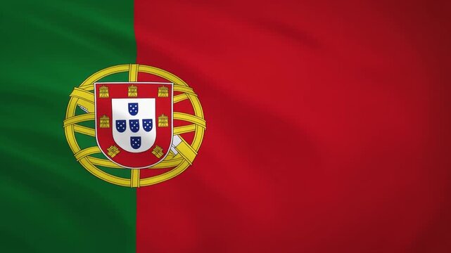 Portugal National Flag: Green and Red Stripes with Historic Coat of Arms and Armillary Sphere