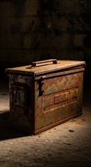 A Rusted Ammunition Box Container with Handle